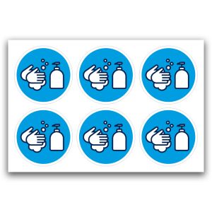 Pictogramstickers: handen wassen (blauw)