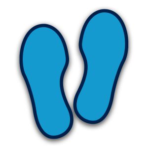 Vloersticker voetstappen - gladde binnenvloer (blauw)